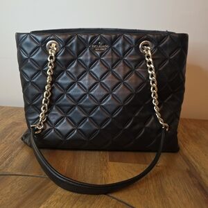 Kate Spade Quilted Black Tote with Gold Chain